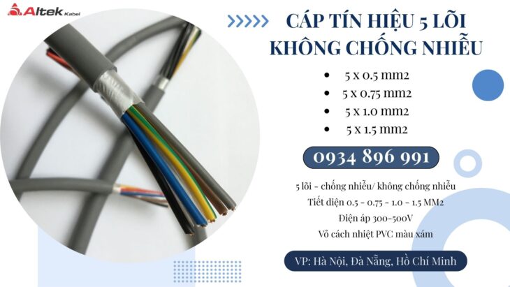 Cáp Điều Khiển Không Chống Nhiễu 5×0.5mm² Nghệ An – Hà Tĩnh – Thanh Hóa