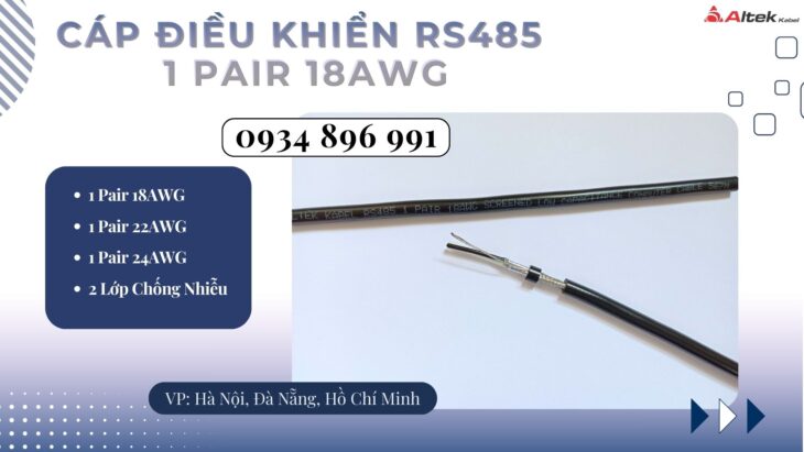 Cáp Tín Hiệu Rs485 1 Pair 18 Awg Hà Nội, Hưng Yên, Bắc Ninh.