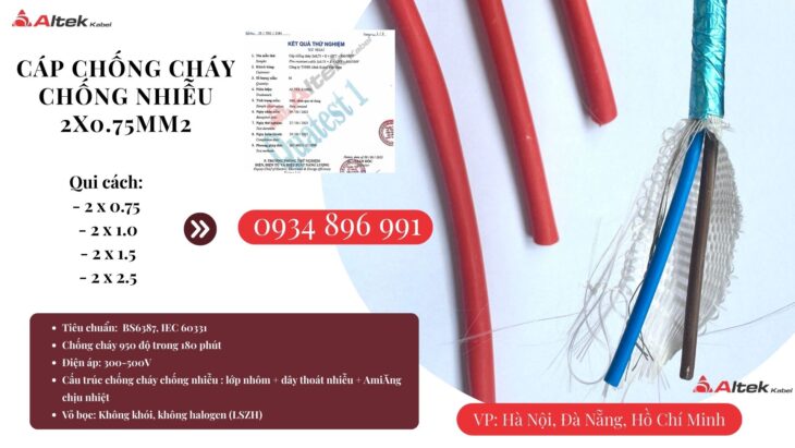 Dây Chống Cháy Chống Nhiễu 2×0.75 Mm2 Giao Ngay Cần Thơ, Long An, Vũng Tàu