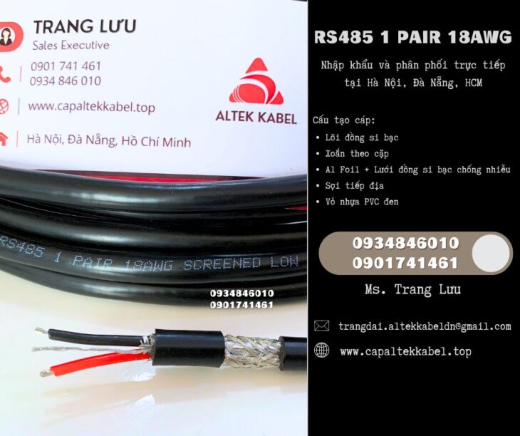 Cáp tín hiệu âm thanh rs485 1 Pair 18 awg Hà Nội, Đà Nẵng, HCM