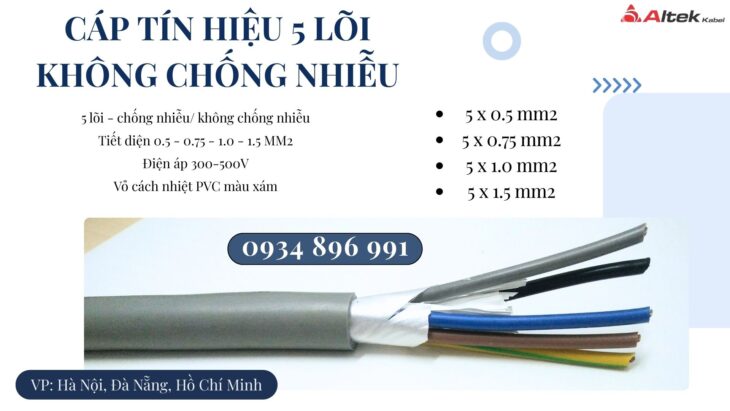 Cáp Điều Khiển Không Chống Nhiễu 5×0.5mm² Nghệ An – Hà Tĩnh – Thanh Hóa
