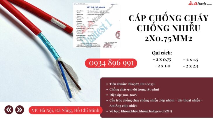 Dây Chống Cháy Chống Nhiễu 2×0.75 Mm2 Giao Ngay Cần Thơ, Long An, Vũng Tàu