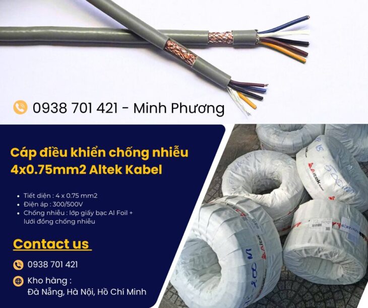 Cáp điều khiển chống nhiễu 4×0.75mm2 giao ngay Đà Nẵng, Quảng Nam, Quảng Ngãi