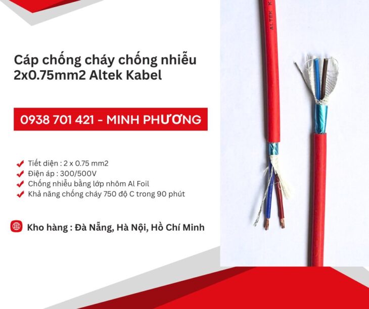 Cáp chống cháy chống nhiễu 2 lõi 0.75mm2 Aktek Kabel Huế, Quãng Ngãi, Bình Định