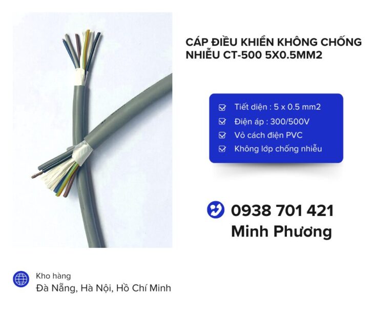 Cáp điều khiển không chống nhiễu CT-500 5×0.5mm2 Đà Nẵng, Hà Nội, Hồ Chí Minh