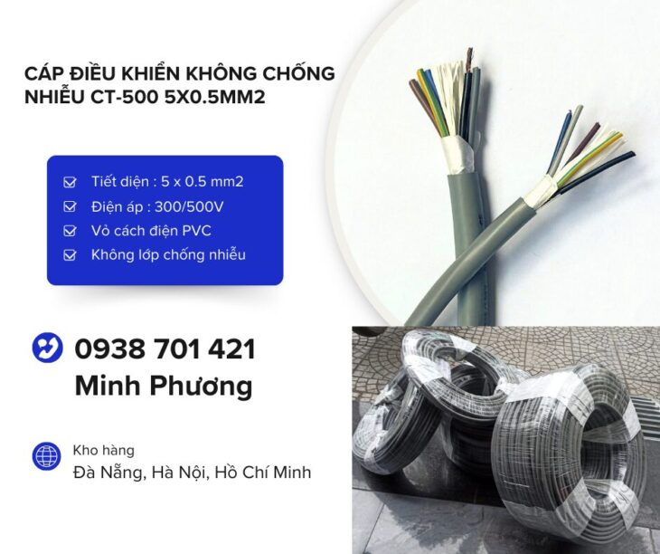 Cáp điều khiển không chống nhiễu CT-500 5×0.5mm2 Đà Nẵng, Hà Nội, Hồ Chí Minh