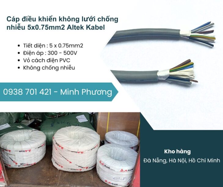 Cáp điều khiển không lưới chống nhiễu 5×0.75mm2 Altek Kabel Bình Định, Quảng Trị