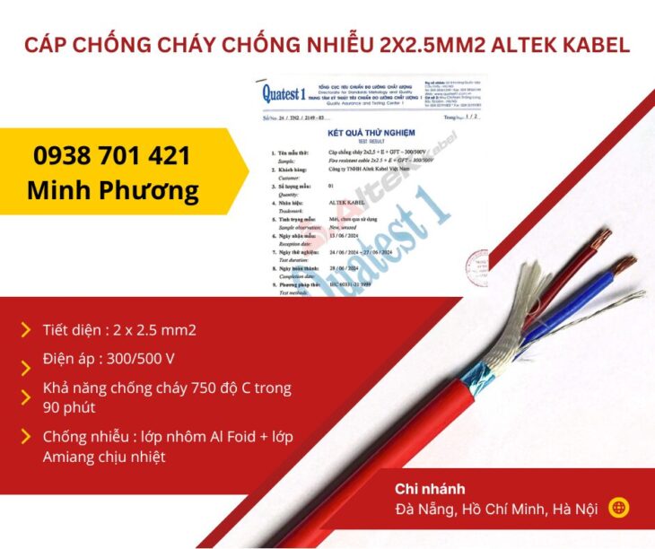 Cáp chống cháy chống nhiễu 2×2.5mm2 Altek Kabel sẵn kho Đà Nẵng, Hồ Chí Minh, Hà Nội