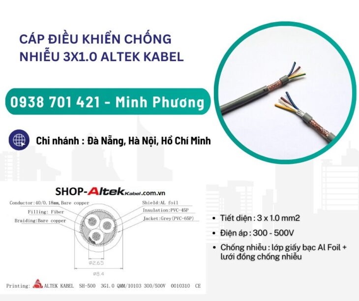 Cáp điều khiển chống nhiễu 3×1.0 Quãng Bình, Quảng Nam, Thanh Hóa
