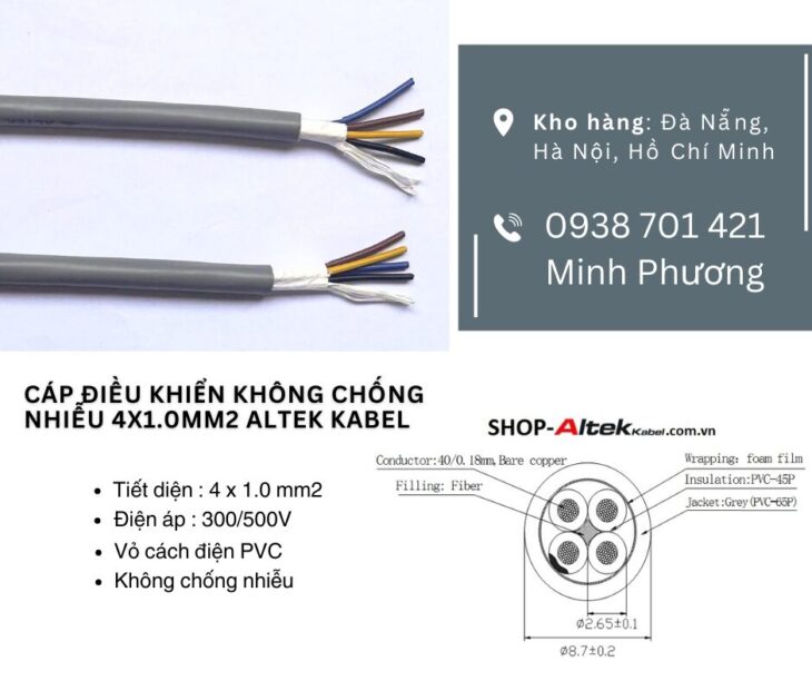 Cáp tín hiệu không chống nhiễu Altek Kabel 4×1.0mm2 Quảng Nam, Quảng Ngãi, Bình Định