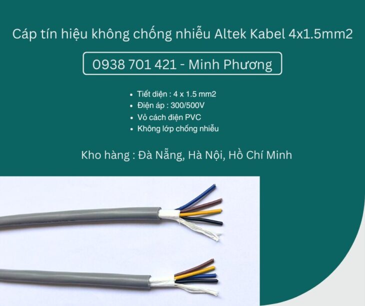 Cáp điều khiển không lưới chống nhiễu 4×1.5mm2 Altek Kabel Phú Yên, Khánh Hòa, Ninh Thuận
