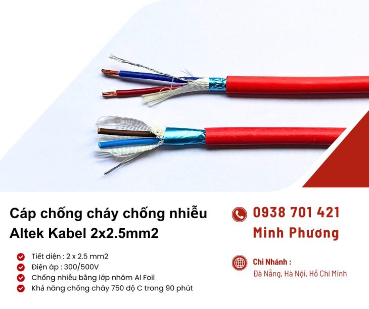 Cáp chống cháy chống nhiễu 2×2.5mm2 Altek Kabel Đà Nẵng, Bình Định, Phú Yên