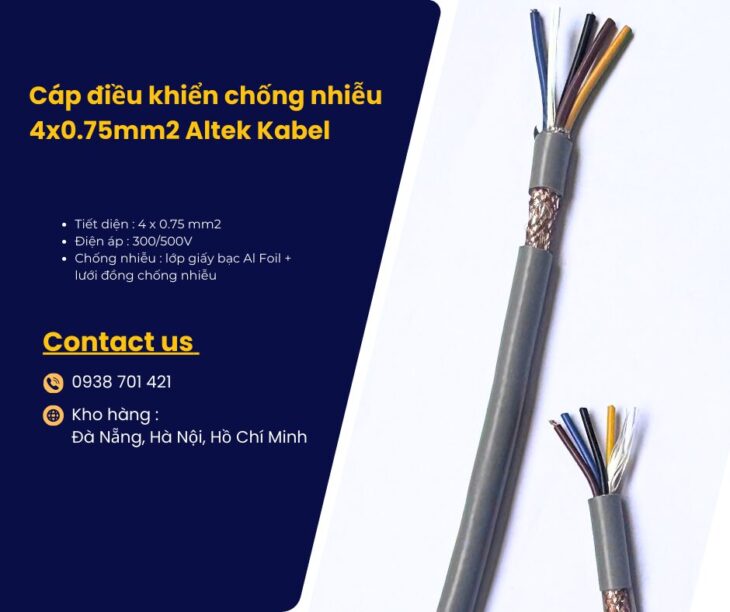 Cáp điều khiển chống nhiễu 4×0.75mm2 giao ngay Đà Nẵng, Quảng Nam, Quảng Ngãi