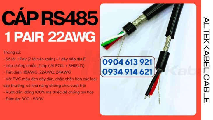 Cáp tín hiệu RS485 chống nhiễu 1 pair 18AWG / 22AWG/ 24AWG Altek Kabel