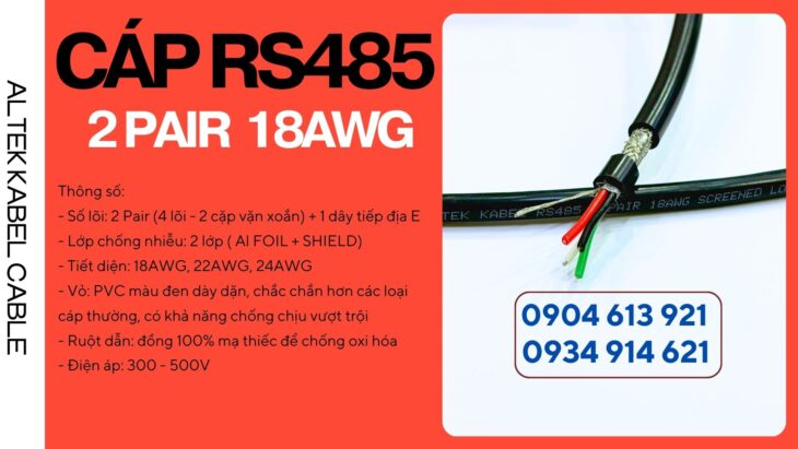 Cáp tín hiệu RS485 chống nhiễu 1 pair 18AWG / 22AWG/ 24AWG Altek Kabel