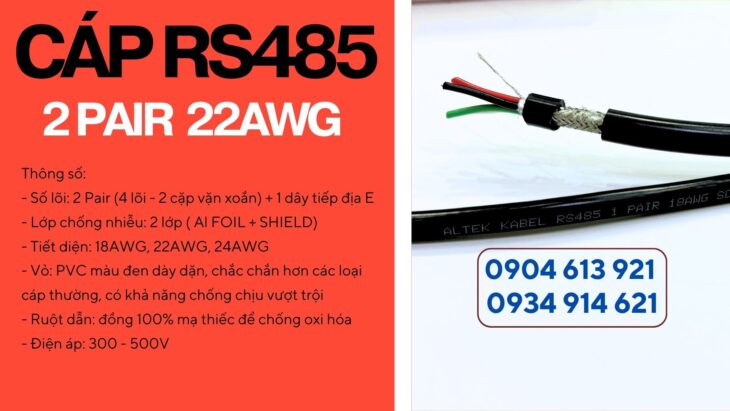 Cáp tín hiệu RS485 chống nhiễu 1 pair 18AWG / 22AWG/ 24AWG Altek Kabel