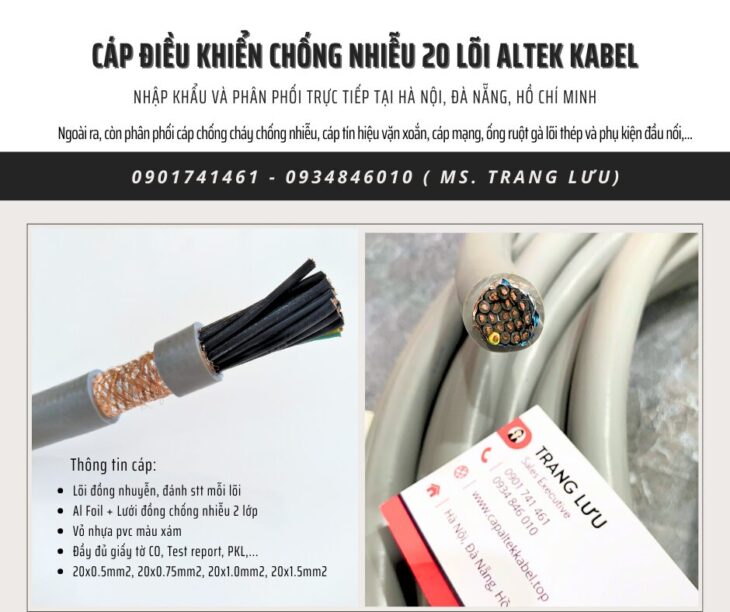 Cáp điều khiển chống nhiễu 20×0.5/ 20×0.75/20×1/20×1.5 Đà Nẵng
