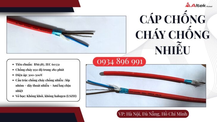 Cáp Chống Cháy Chống Nhiễu 2×1.5 Mm2 Đồng Nai, Bình Phước, Long An Đạt Chuẩn Bs6387, Iec 60331