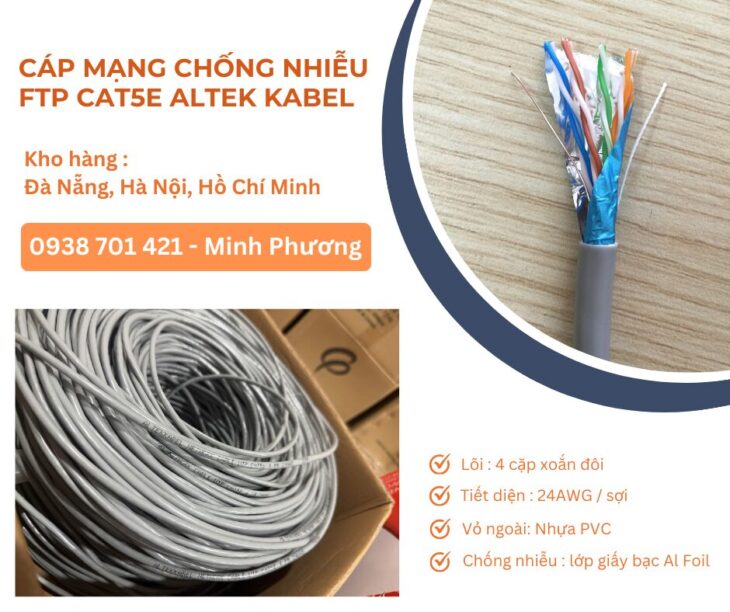Cáp mạng chống nhiễu FTP cat5e chính hãng Đà Nẵng, Ninh Thuận, Đắk Lắk