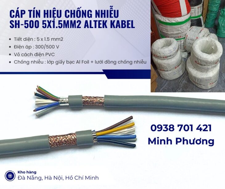 Cáp tín hiệu chống nhiễu sh-500 5×1.5mm2 Altek Kabel Đà Nẵng, Cần Thơ, Kiên Giang