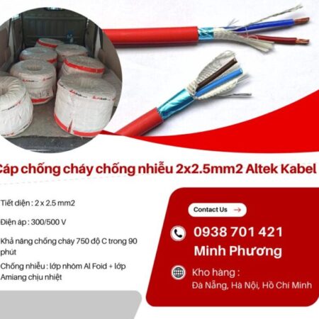 Dây cáp điện chống cháy chống nhiễu Altek Kabel 2×2.5mm2 Huế, Bình Định, Phú Yên