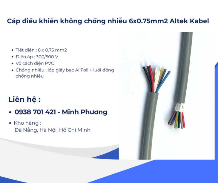 Cáp điều khiển không chống nhiễu Altek Kabel 6×0.75mm2 Đà Nẵng, Hà Nội, Hồ Chí Minh