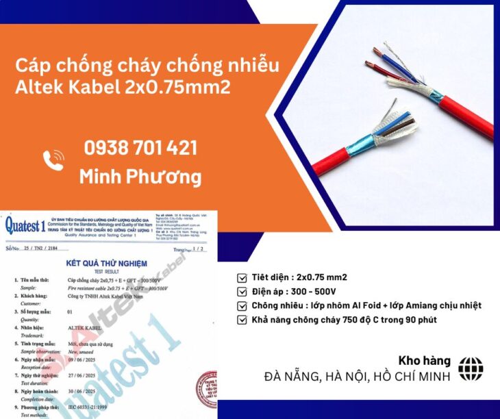 Cáp chống cháy chống nhiễu Altek Kabel 2×0.75mm2 phân phối Ninh Thuận, Vũng Tàu