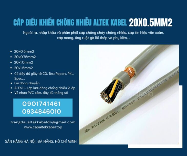 Cáp điện, cáp tín hiệu chống nhiễu 20×0.5 sẵn Hà Nội, Đà Nẵng