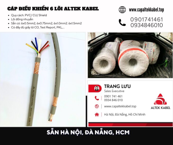 Cáp điều khiển 6 lõi Altek Kabel có sẵn Đà Nẵng, Nghệ An, Hà Tĩnh, Huế