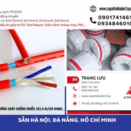 Cáp điện chống cháy chống nhiễu 2×1.0 sẵn Đà Nẵng, Bình Định, Phú Yên, Khánh Hòa