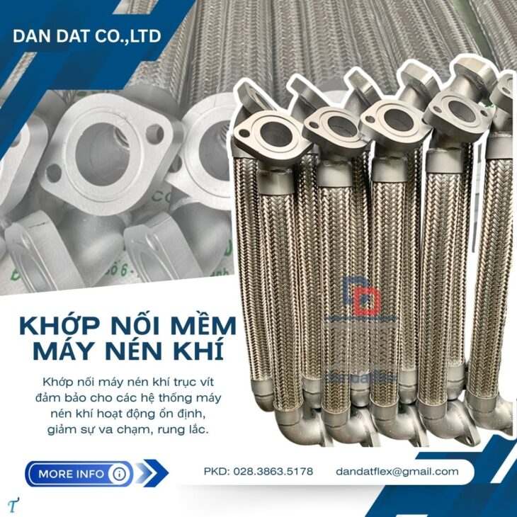 Khớp nối mềm máy bơm, khớp chống rung inox cho trạm bơm nước, khớp nối mềm chống rung inox nối bích
