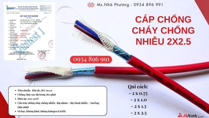 Cáp chống cháy chống nhiễu 2×1.0mm² có sẵn Quảng Bình – Quảng Nam – Quảng Ngãi | Giá cạnh tranh