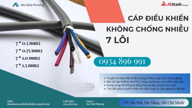 Cáp Tín Hiệu 7 Lõi Không Chống Nhiễu Cho Tủ Điện – Sẵn Kho TP.HCM, Bình Dương, Đồng Nai, Long An