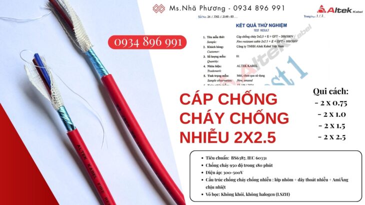 Cáp chống cháy chống nhiễu 2×1.0mm² có sẵn Quảng Bình – Quảng Nam – Quảng Ngãi | Giá cạnh tranh