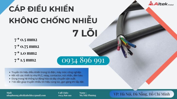 Cáp Tín Hiệu 7 Lõi Không Chống Nhiễu Cho Tủ Điện – Sẵn Kho TP.HCM, Bình Dương, Đồng Nai, Long An