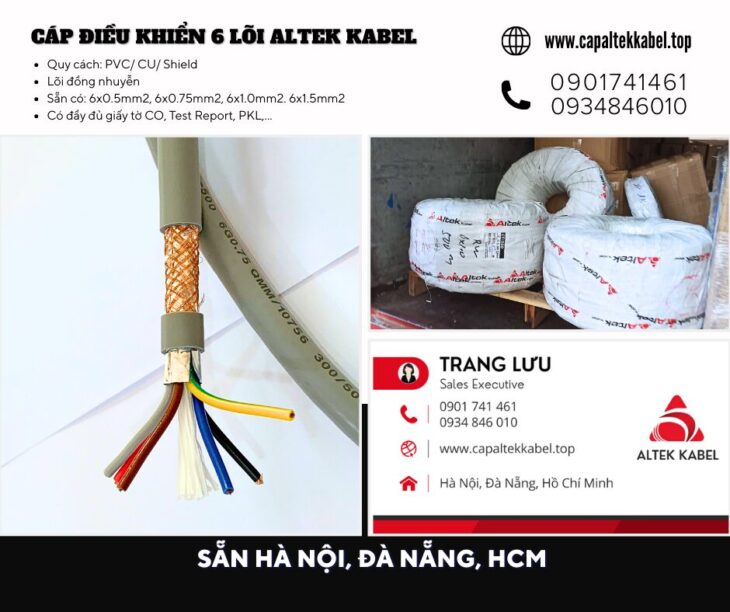 Cáp điều khiển 6 lõi Altek Kabel có sẵn Đà Nẵng, Nghệ An, Hà Tĩnh, Huế