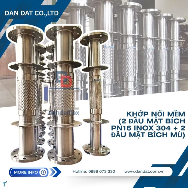 Khớp nối mềm máy bơm, khớp chống rung inox cho trạm bơm nước, khớp nối mềm chống rung inox nối bích