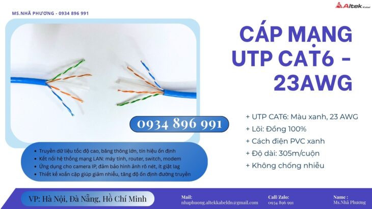 Cáp Mạng Văn Phòng Cat6 Altek Kabel – Sẵn Kho Cần Thơ, Long An, Bình Dương