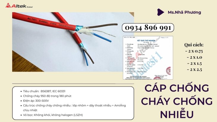 Dây Điện Chống Cháy Chống Nhiễu 2×0.75mm² Giao Ngay Cần Thơ – Long An – Vũng Tàu | Hàng Luôn Sẵn