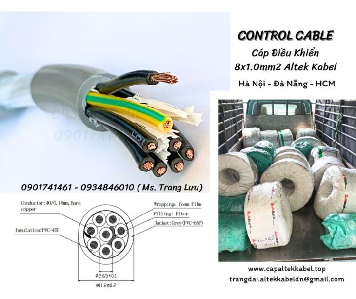 Cáp điều khiển 8 lõi có sẵn Đà Nẵng, Nghệ An, Hà Tĩnh, Huế