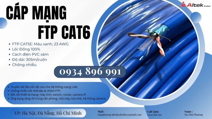 CÁP MẠNG FTP CAT6 LÕI ĐỒNG 100% TẠI BÌNH DƯƠNG, ĐỒNG NAI, BÀ RỊA VŨNG TÀU