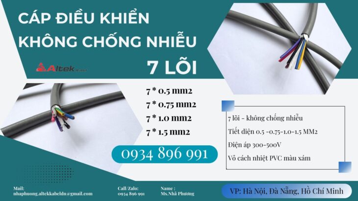 Cáp Tín Hiệu 7 Lõi Không Chống Nhiễu Cho Tủ Điện – Sẵn Kho TP.HCM, Bình Dương, Đồng Nai, Long An