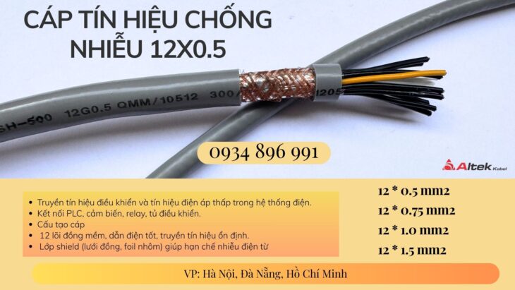 Giải pháp cáp 12×0.5mm² chống nhiễu cho tủ điện – Có hàng Nghệ An, Hà Tĩnh, Thanh Hóa, Ninh Bình