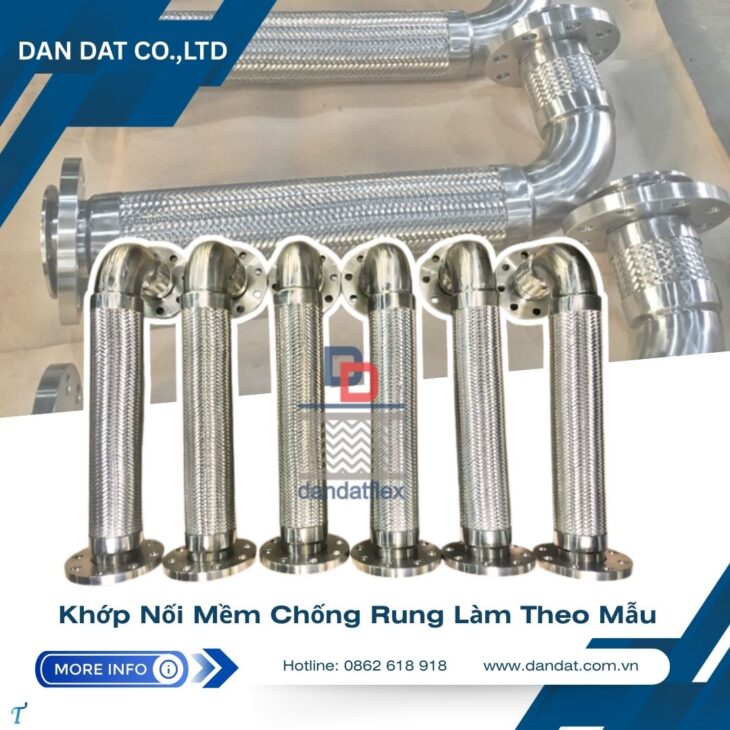 Khớp nối mềm máy bơm, khớp chống rung inox cho trạm bơm nước, khớp nối mềm chống rung inox nối bích