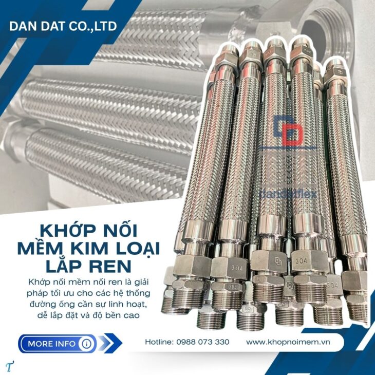 Khớp nối mềm (Flexible Hose), khớp nối mềm bằng inox, khớp nối mềm inox lắp bích, khớp nối kim loại