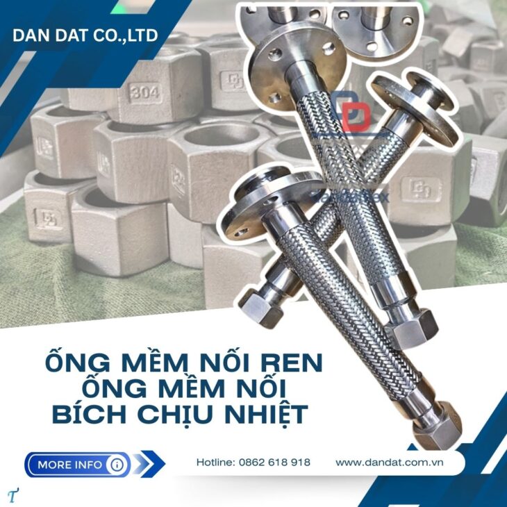 Khớp nối mềm (Flexible Hose), khớp nối mềm bằng inox, khớp nối mềm inox lắp bích, khớp nối kim loại