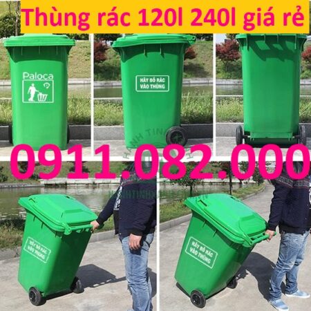 Thùng rác giá rẻ cạnh tranh tại sóc trăng- lh 0911082000 mua thùng rác 120L 240l 660L giá rẻ