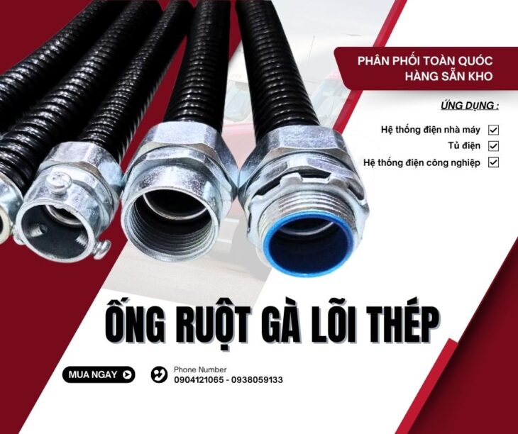 Ống ruột gà lõi thép bọc nhựa chống va đập