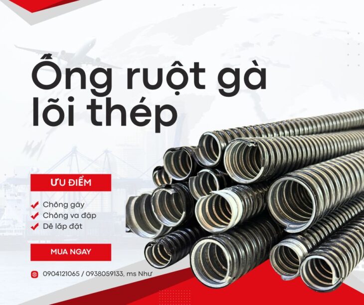 Ống ruột gà lõi thép bọc nhựa chống va đập
