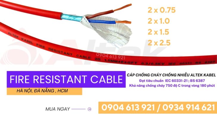 Cáp báo cháy chống cháy chống nhiễu 2×0.75/2×1.0/2×1.5mm2 Altek Kabel